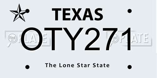 OTY271 Texas License Plate