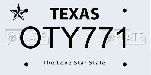OTY771 Texas License Plate
