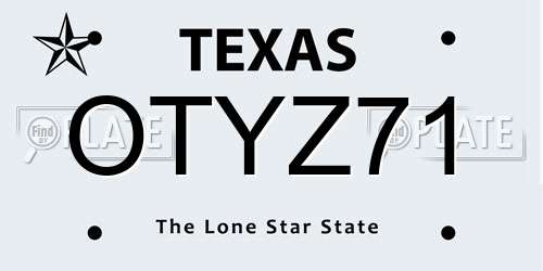 OTYZ71 Texas License Plate