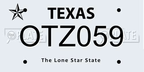 OTZ059 Texas License Plate