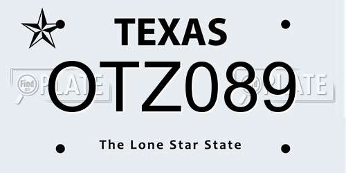 OTZ089 Texas License Plate