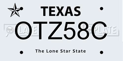 OTZ58C Texas License Plate