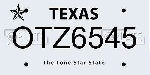 OTZ6545 Texas License Plate