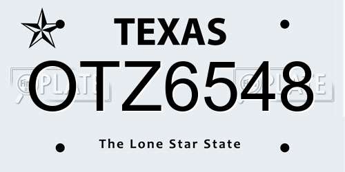 OTZ6548 Texas License Plate