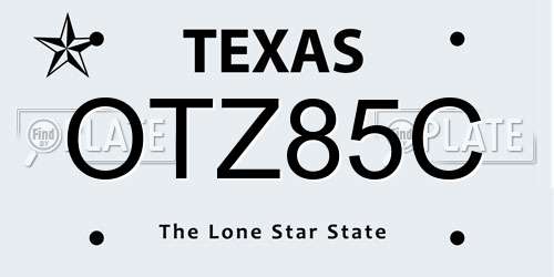 OTZ85C Texas License Plate