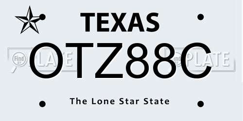 OTZ88C Texas License Plate