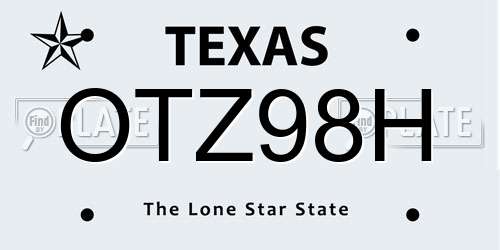 OTZ98H Texas License Plate