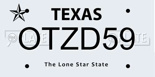 OTZD59 Texas License Plate