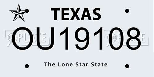 OU19108 Texas License Plate
