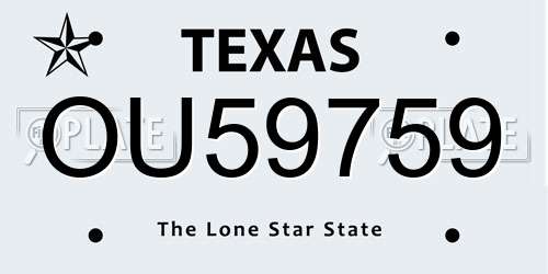 OU59759 Texas License Plate