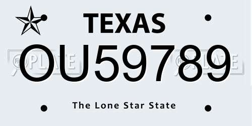 OU59789 Texas License Plate
