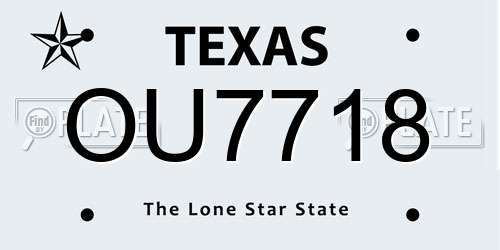 OU7718 Texas License Plate