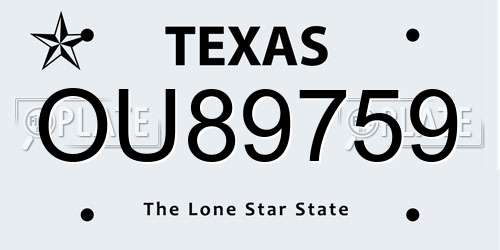 OU89759 Texas License Plate