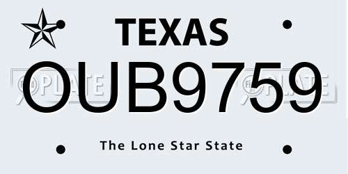 OUB9759 Texas License Plate