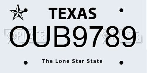 OUB9789 Texas License Plate