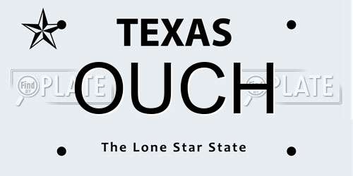 OUCH Texas License Plate