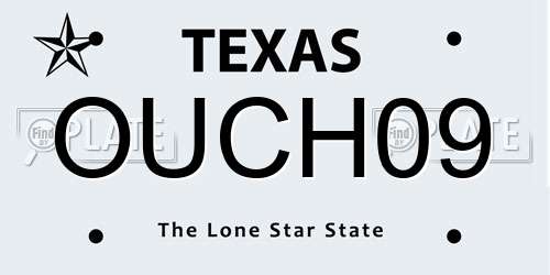 OUCH09 Texas License Plate