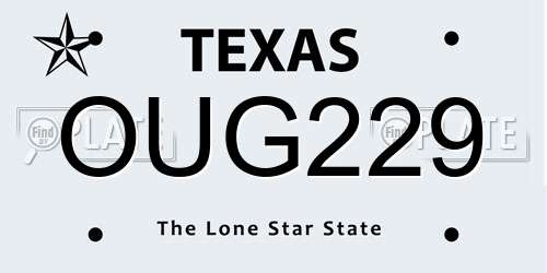 OUG229 Texas License Plate