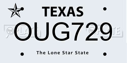 OUG729 Texas License Plate