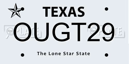 OUGT29 Texas License Plate