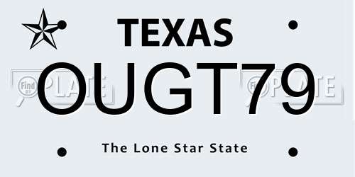 OUGT79 Texas License Plate