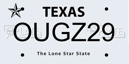 OUGZ29 Texas License Plate