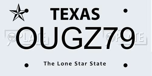 OUGZ79 Texas License Plate