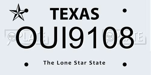OUI9108 Texas License Plate