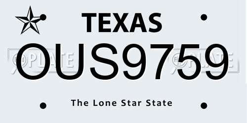 OUS9759 Texas License Plate