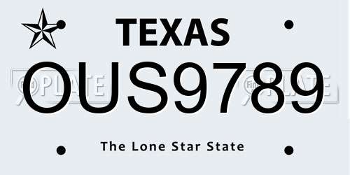 OUS9789 Texas License Plate