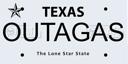 OUTAGAS Texas License Plate