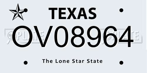 OV08964 Texas License Plate