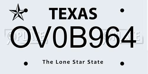 OV0B964 Texas License Plate
