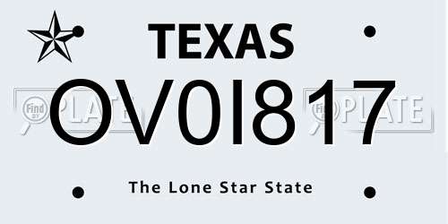 OV0I817 Texas License Plate