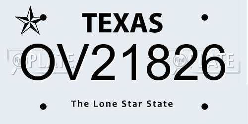 OV21826 Texas License Plate