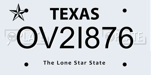OV2I876 Texas License Plate