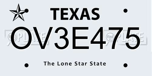 OV3E475 Texas License Plate