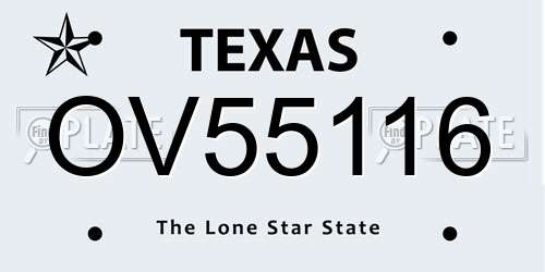 OV55116 Texas License Plate