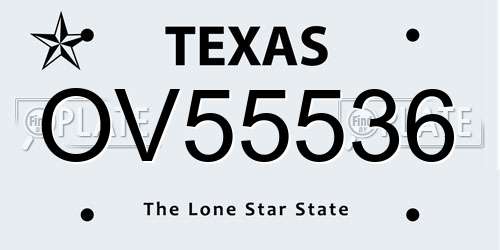 OV55536 Texas License Plate