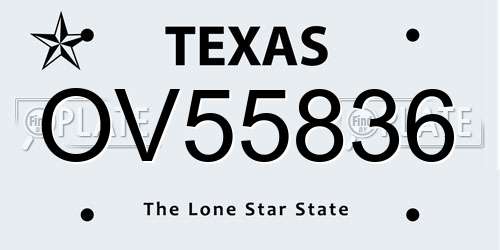 OV55836 Texas License Plate