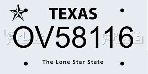 OV58116 Texas License Plate