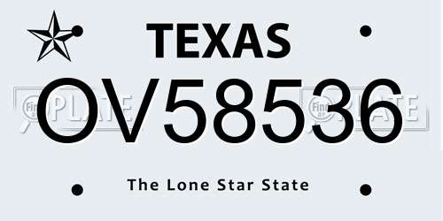 OV58536 Texas License Plate