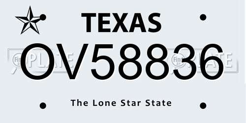 OV58836 Texas License Plate
