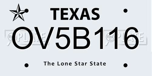 OV5B116 Texas License Plate