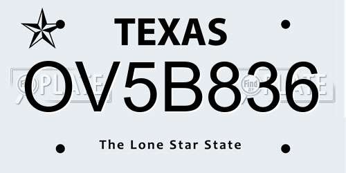 OV5B836 Texas License Plate