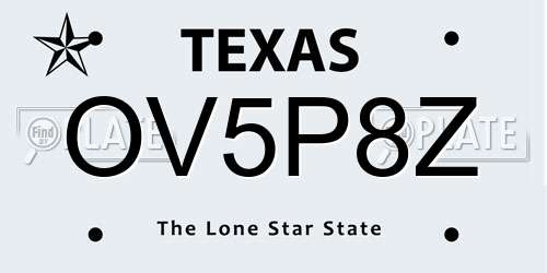 OV5P8Z Texas License Plate