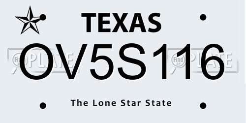 OV5S116 Texas License Plate