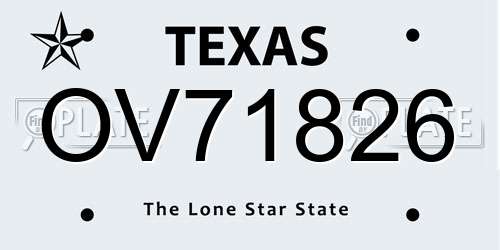 OV71826 Texas License Plate