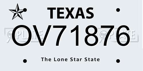 OV71876 Texas License Plate