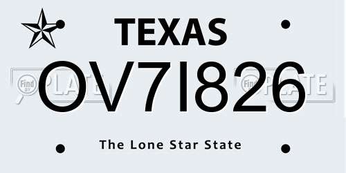 OV7I826 Texas License Plate